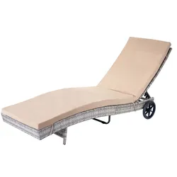 Sonnenliege MCW-D80, Gartenliege Relaxliege Liege, Poly-Rattan ~ grau, Kissen beige