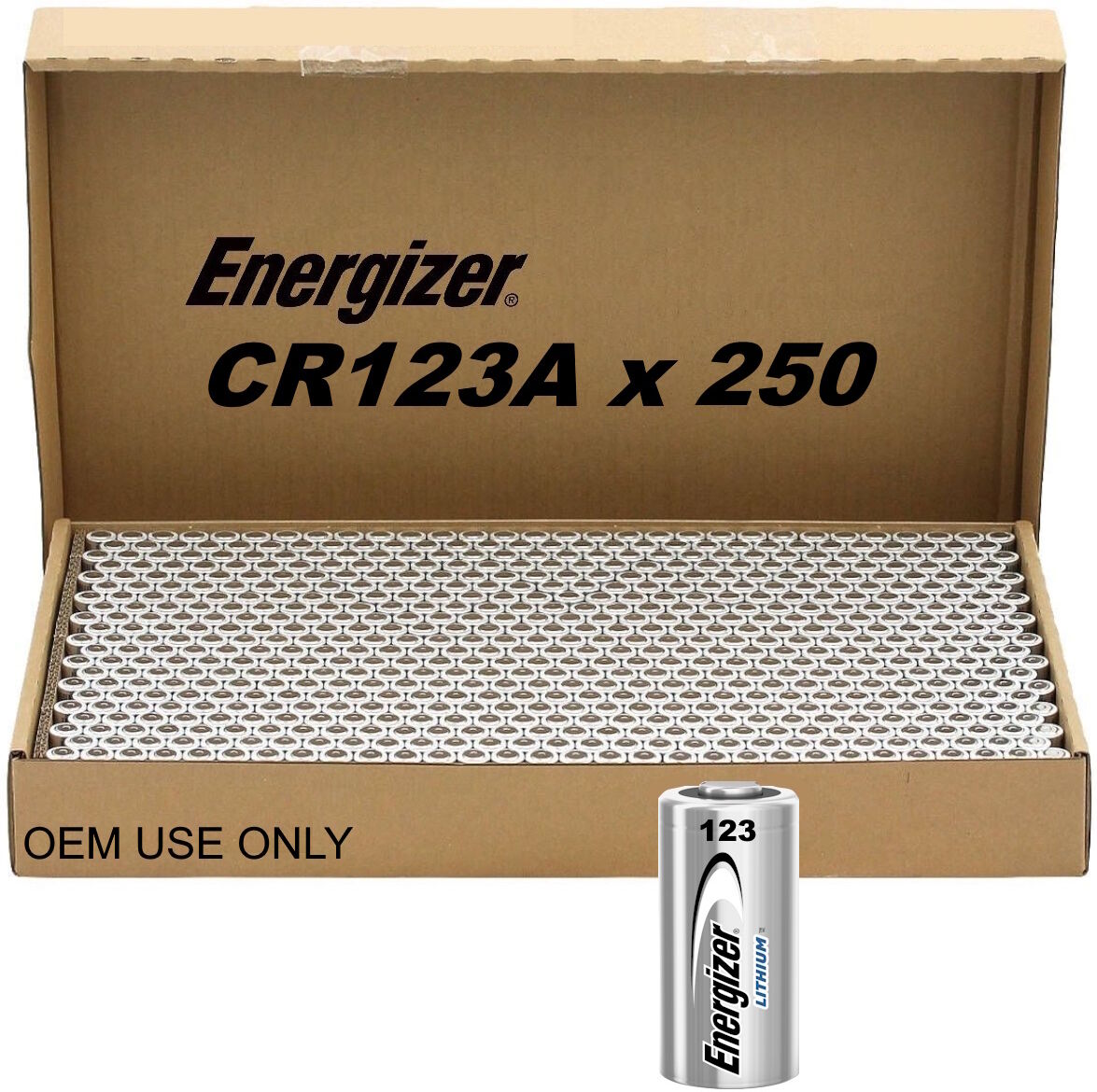 Energizer CR123A Lithium OEM Batteries   250 Pack