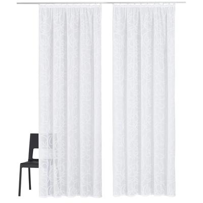 Gardine OTTO HOME "Tanaro, 2er-Set, Kräuselband, transparent, Schlingen Motiv" Gr. 3, weiß, B:140cm H:225cm, Voile, Polyester, Gardinen, Gardine, Vorhang, Fertiggardine, 2-er Set, mit Schlingen-Motiv bedruckt