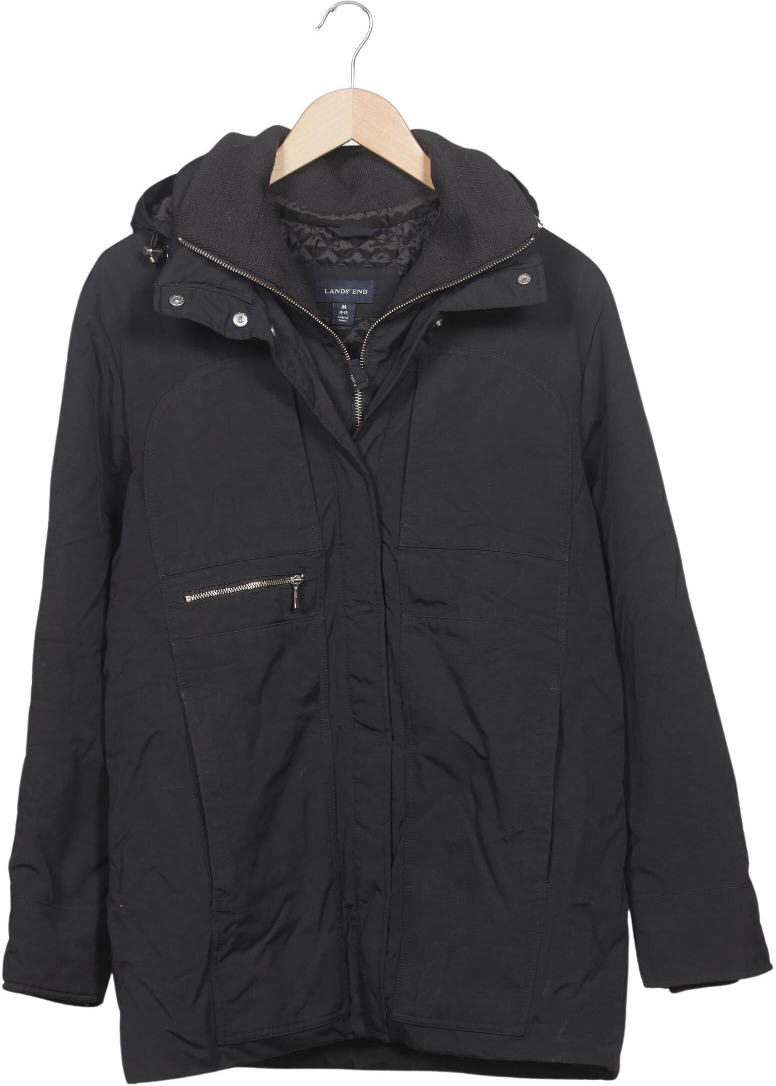Lands End Damen Jacke, Schwarz, Gr. M, Synthetik - Second Hand