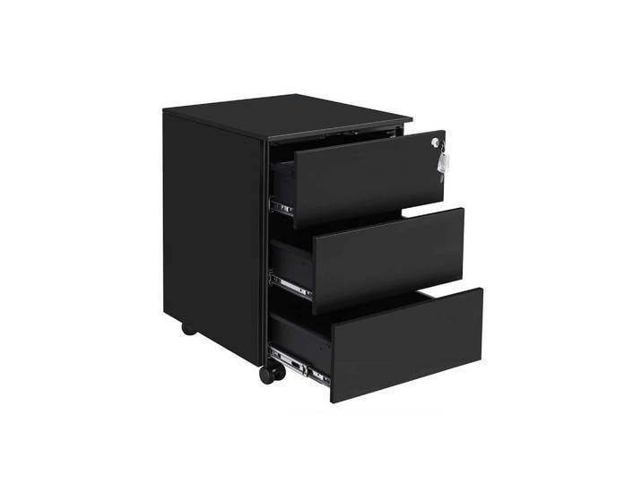 Hansiro Rollcontainer Bridgetown, Schwarz, Metall, 39x55x45 cm, Büromöbel, Schreibtischcontainer, Rollcontainer