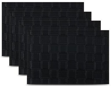 Dainty Home Bostonian Premium Vegan Leather Reversible 2 Pattern Rectangular Placemat Set Of 4
