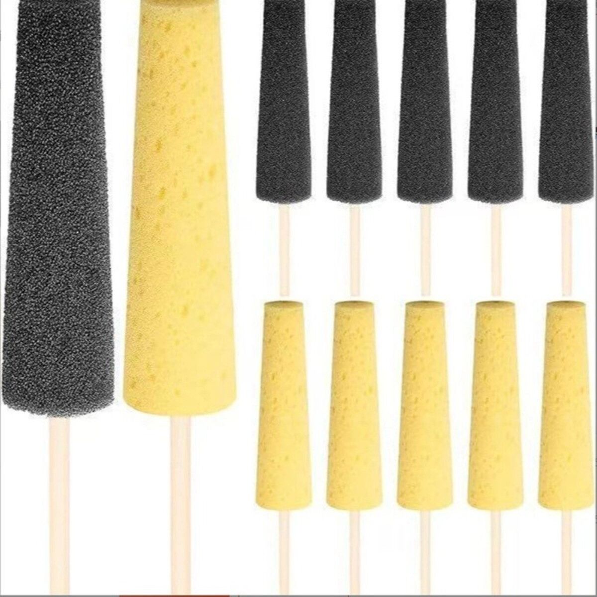 INF 12er Set Keramik-Trimm-Schwammstäbe mit PU-Schwamm und Holzgriff für feuchtes Trimmen in Töpferei und Keramik