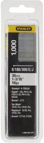 Stanley 1-SWKBN1187T 30 mm/1 3/16&amp;quot;/18 Clous type 8/300/E/J, 1000 pieces