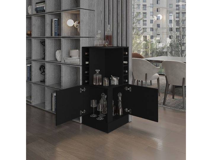 Meuble bar d'angle Jakes de 47 cm avec 2 portes wengé
