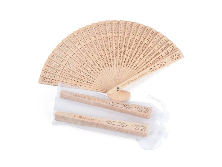 Éventail à main pliant en bois gravé personnalisé, 50 pièces, Fans de personnalité de mariage, décoration de fête d'anniversaire pour bébé, cadeaux pour invités