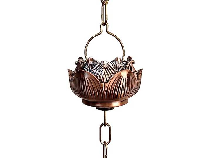 cgdTUxdh Regenkette, Kupferbeschichtet, Wasserumleitungskette mit Haken, verstellbare Länge, Regenspiel für Heim- und Villa-Dekoration(150cm (59 ))