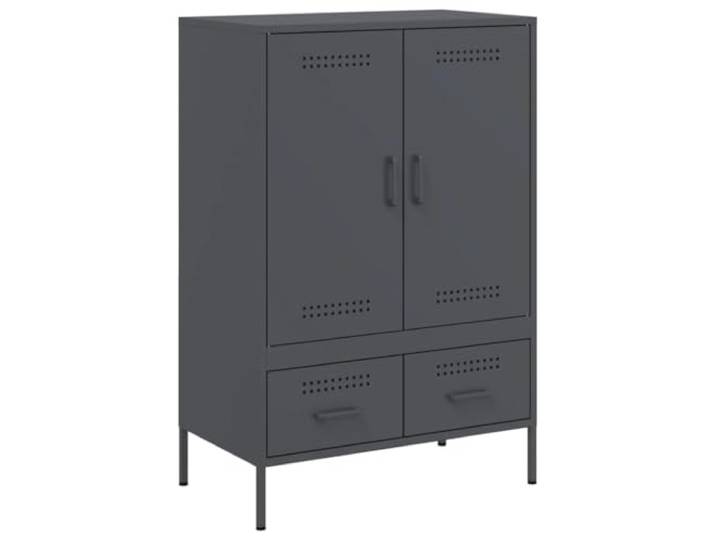 GFMGUEMV Highboard Anthrazit 68x39x101,5 cm aus Stahl Industrie-Stil, kaltgewalzter Stahl, verstellbare Füße, Türen, Wohnzimmer oder Schlafzimmer