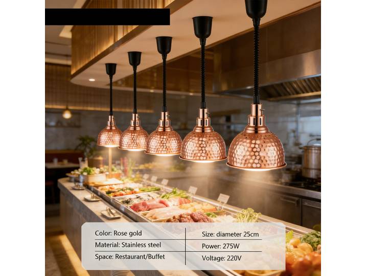 Lampe suspendue chauffante électrique pour aliments 275W, lustre chauffant pour isolation alimentaire, luminaire intérieur pour cuisines et restaurants