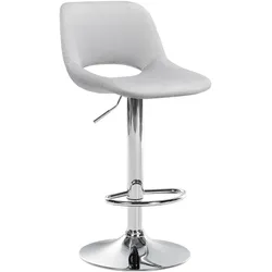CLP Barhocker Camden Samt chrom - Farbe: hellgrau, Gestellmaterial: Metall in Chromoptik