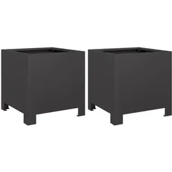 vidaXL Pflanzkübel 2 Stk. Schwarz 30x30x30 Stahl