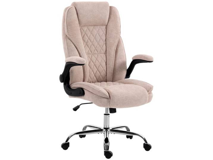 Fauteuil de bureau - HOMCOM - ergonomique - hauteur réglable accoudoirs relevables - tissu en velours - 70x70x114-122cm - rose
