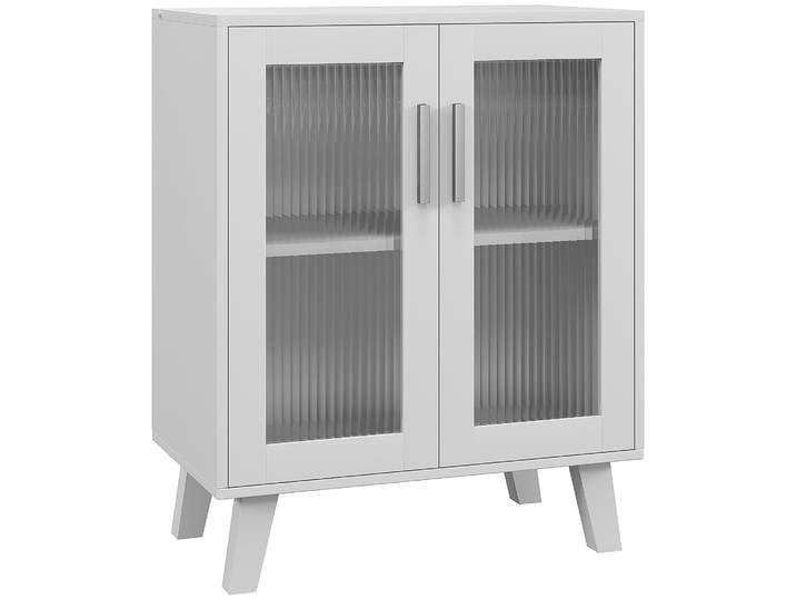 Buffet Homcom avec 2 portes transparentes, 2 étagères, 61x35x75 cm, blanc