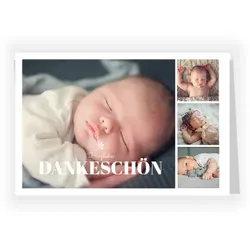 Dankeskarte Baby: Drei Bilder mit Fotos