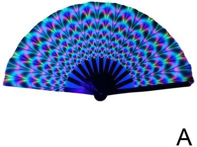 Inspire Curations Foldable Rave Hand Fan Colorful Rave Fan With Reflective Gradient Design For Festivals & Dance a