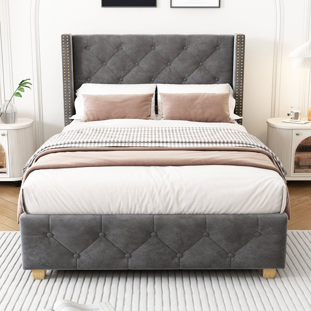 Mercer41 Doiron Upholstered Bed Grey Single (3')