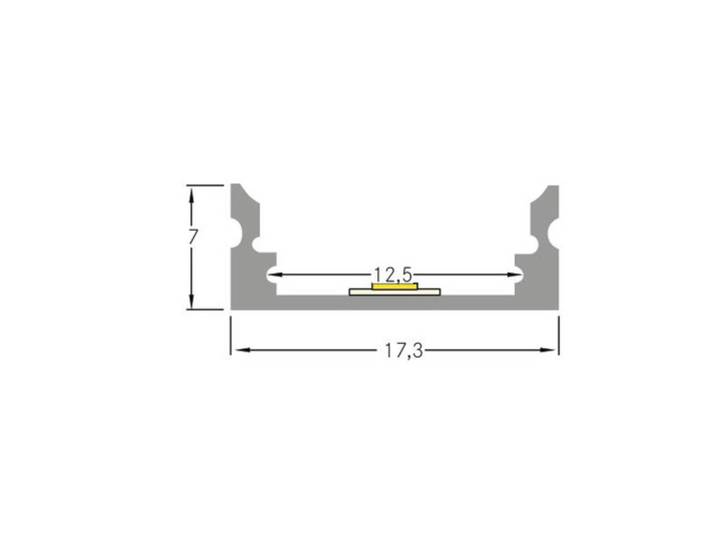 BRUMBERG Anbau-Aluminiumprofil-Set für LED-Strips Anbauprofil, alu / grau / zink, Aluminium, Lichtleiste