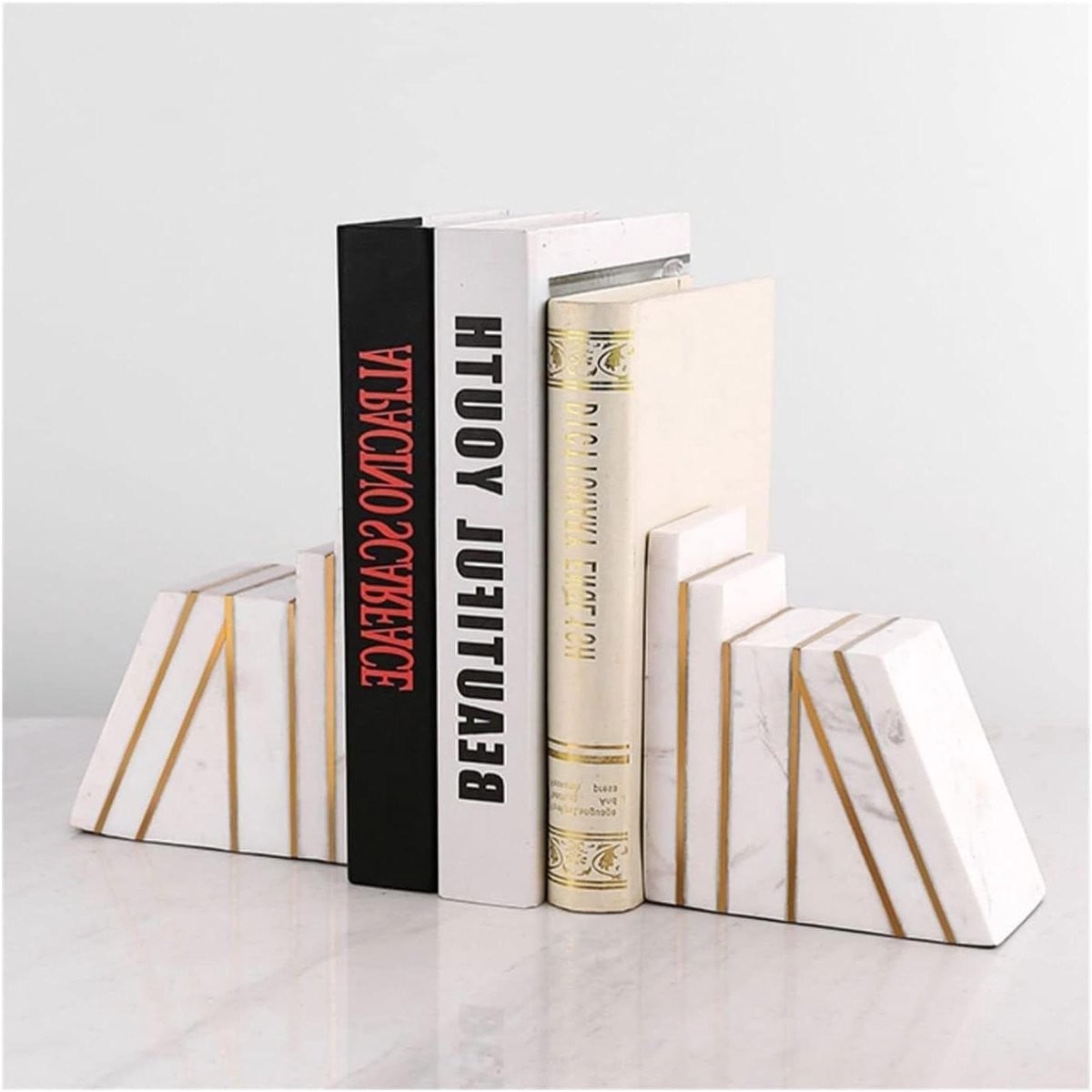 Decoratieve Boekensteunen Marmer Wit