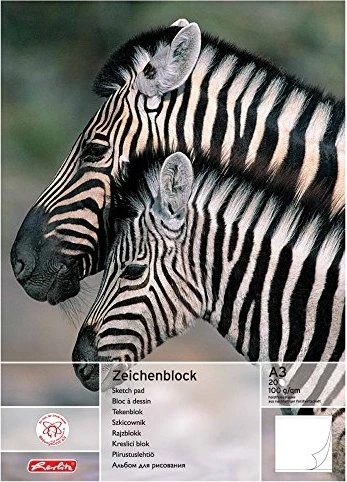herlitz Zeichenblock DIN A3 100 g/qm, 20 Blatt, 1 Block