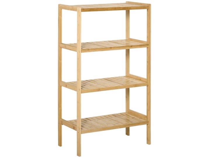 Homcom Standregal Bücherregal 4-stufiges Bambusregal Büroregal Lagerregal Natur, Naturfarben, Naturmaterialien, 33x112x62 cm, Wohnzimmer, Regal, Bücherregale