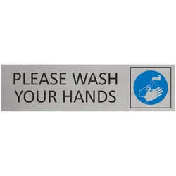 CombiCraft Aluminium Türschild Please Wash Your Hands 165x45mm mit 3M-Tape zur Befestigung, einfache Kennzeichnung von Räumen und Bereichen
