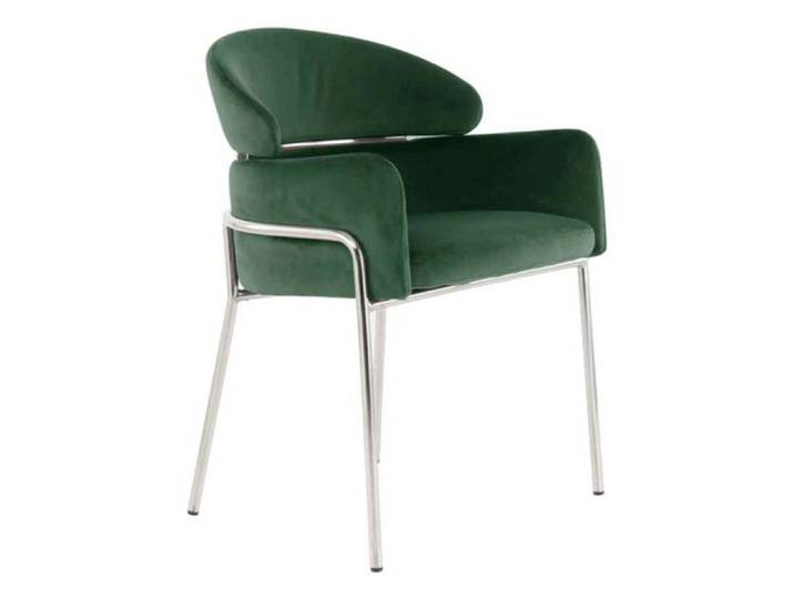 Chaise Design en Velours  Elva  Vert & Argent