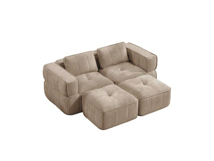Flora Grace Sofa 198/162/67 cm in Sand mit modularem Design und breiter Sitzfläche, Sandfarben, Kunststoff, 162x67x198 cm, Wohnzimmer, Sofas & Couches, Sofas