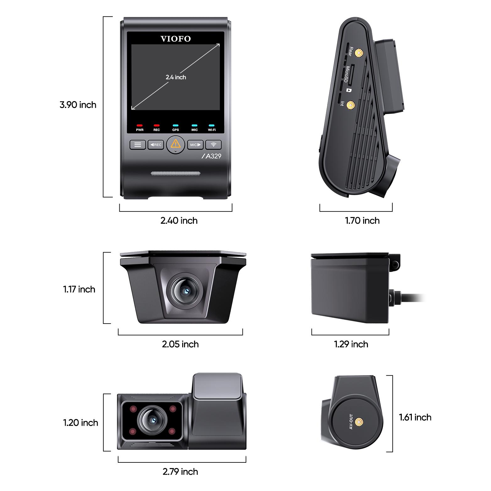 Viofo A329SW 3CH (Bluetooth, Eingebautes Display, GPS-Empfänger, 4K) (A329SW 3CH)