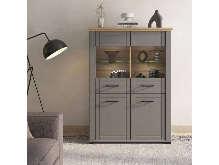 Vitrine Sarconi Dmora en bois mélaminé gris 103.5x41x143h cm