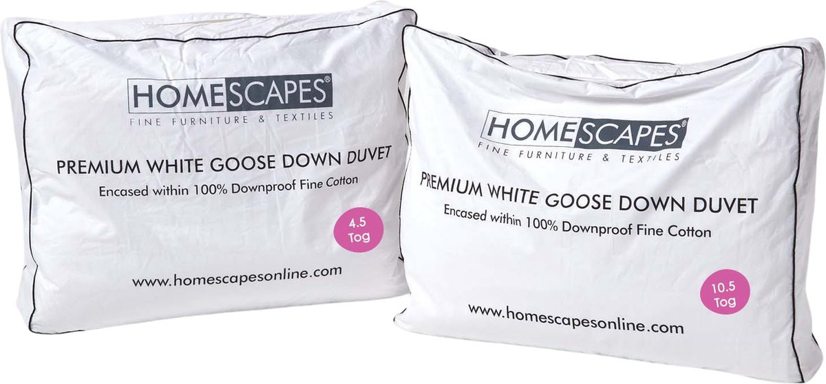 Homescapes Premium Donzen 4-Seizoenen Dekbed Extra Warm, 260x200 cm, ≥70% Ganzendons, Warmteklasse 3+2, Katoen 300TC