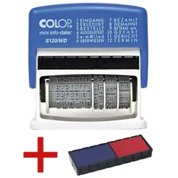 Colop Datum- und Wortbandstempel »S 120 WD« inkl. GRATIS 2 Ersatzstempelkissen mehrfarbig