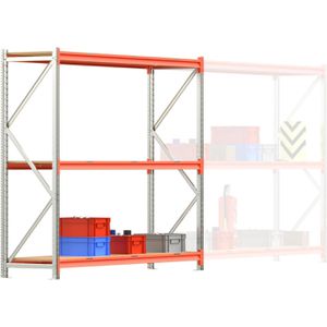 Regalwerk Weitspannregal EMMA, 3 Holzböden, 660kg Fachlast, silber, (B/H/T) 225 x 200 x 60cm