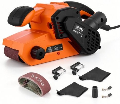 Vevor 750W bandschuurmachine, 2-in-1 hand- en tafelmodel, oranje