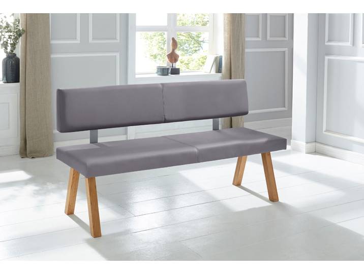 Bank GOODPRODUCT Mobilar Rio , grau, B:180cm H:89cm T:53cm, Sitzbänke, Bank, mit Rückenlehne und aus Massivholz