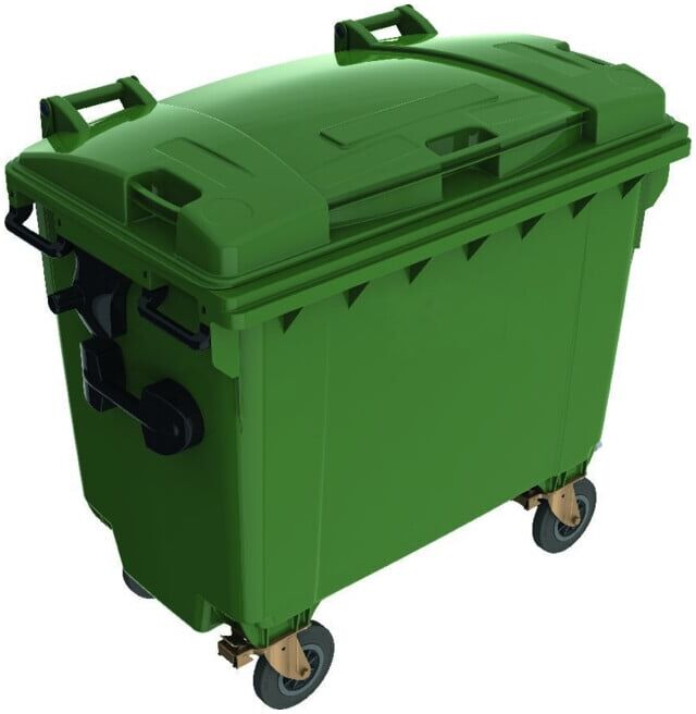 Conteneur à déchets 660 l avec couvercle plat en plastique bleu ; E/D/E (82764)