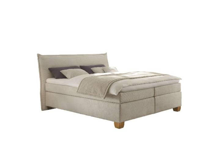 Trendstore Hadai Boxspringbett Cord - Breitcord C014 hellgrau Silvercare Viscoelastik - H3 H3 Modern, Zeitlos