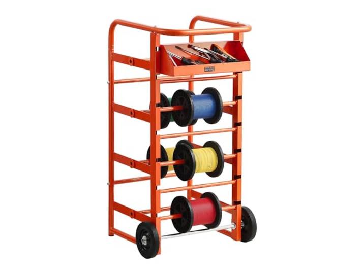 VEVOR Support de Bobines de Fil\, 11 Barres Transversales\, Distributeur de Bobines de Câbles à Roulettes\, Porte-câbles Autoportant avec Plateau de Rangement\, Capacité 136 kg\, pour Diverses Conditions