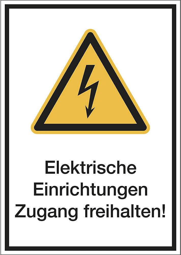 kaiserkraft Kombischilder mit Text für Warnkennzeichen, Elektr. Einrichtungen Zugang freihalten, VE 10 Stk, Kunststoff, LxH 210 x 297 mm