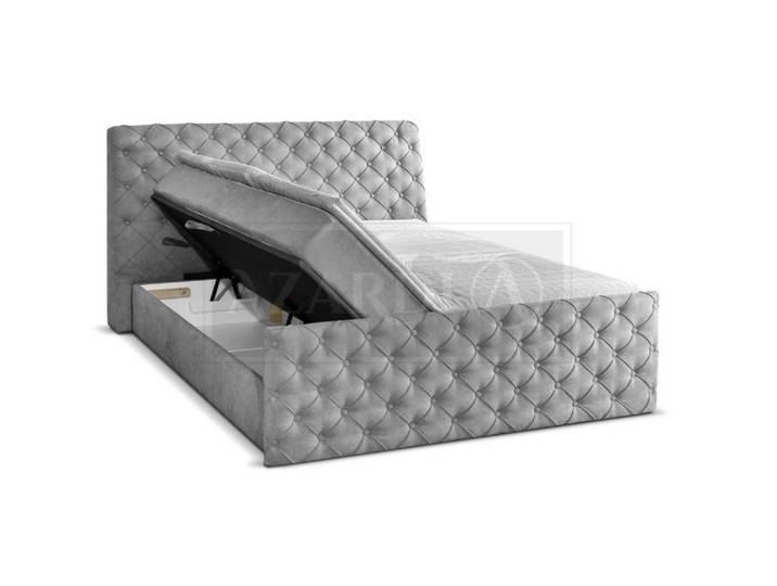 JVmoebel Boxspringbett Chesterfield Hotel Doppelbett Beige Luxus Polster Leder (1-St)