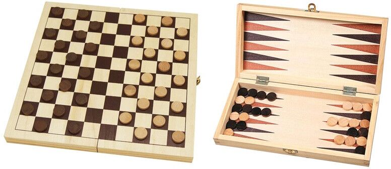 Coffret Dames/Backgammon 29cm imprimé - HOT Games