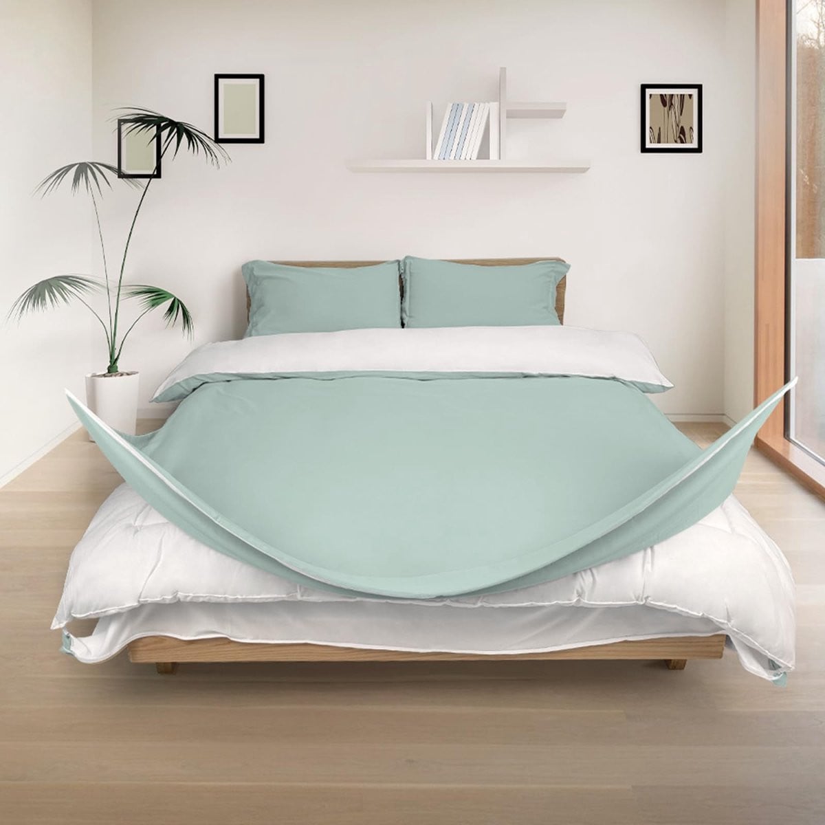 Omgoods Luxe 3-delige Dekbedovertrekset - Wolkengroen - 200 x 200 cm