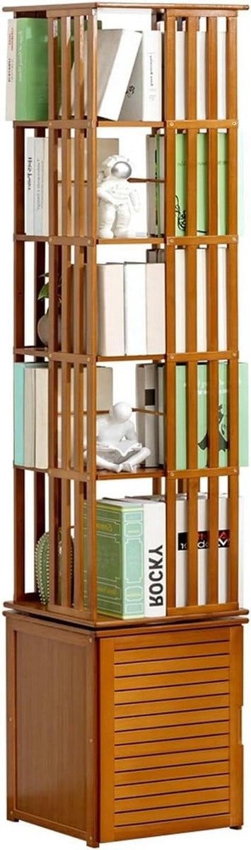 Roterende Boekenkast met Opbergruimte voor Woonkamer, Slaapkamer of Studentenkamer