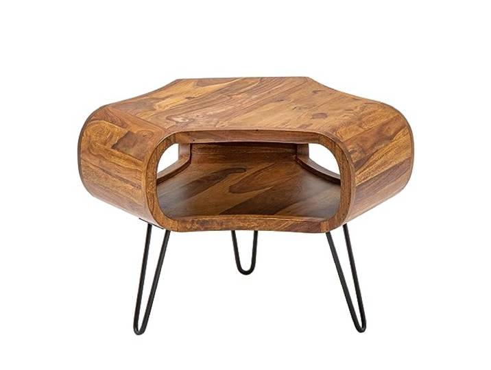Couchtisch ORGANIC LIVING 70cm - schwarz natur - Sheeshamholz Stauraum, massiv, individuelle Maserung, stabile Konstruktion, natürliche Optik, robust, Ablagefach, Metallgestell