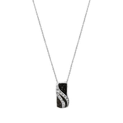 Kette mit Anhänger CELESTA, schwarz (weiß), Halsketten, Damen, 45cm, Silber 925 (Sterlingsilber), L: 45 B: 8mm, glänzend, B:8mm
