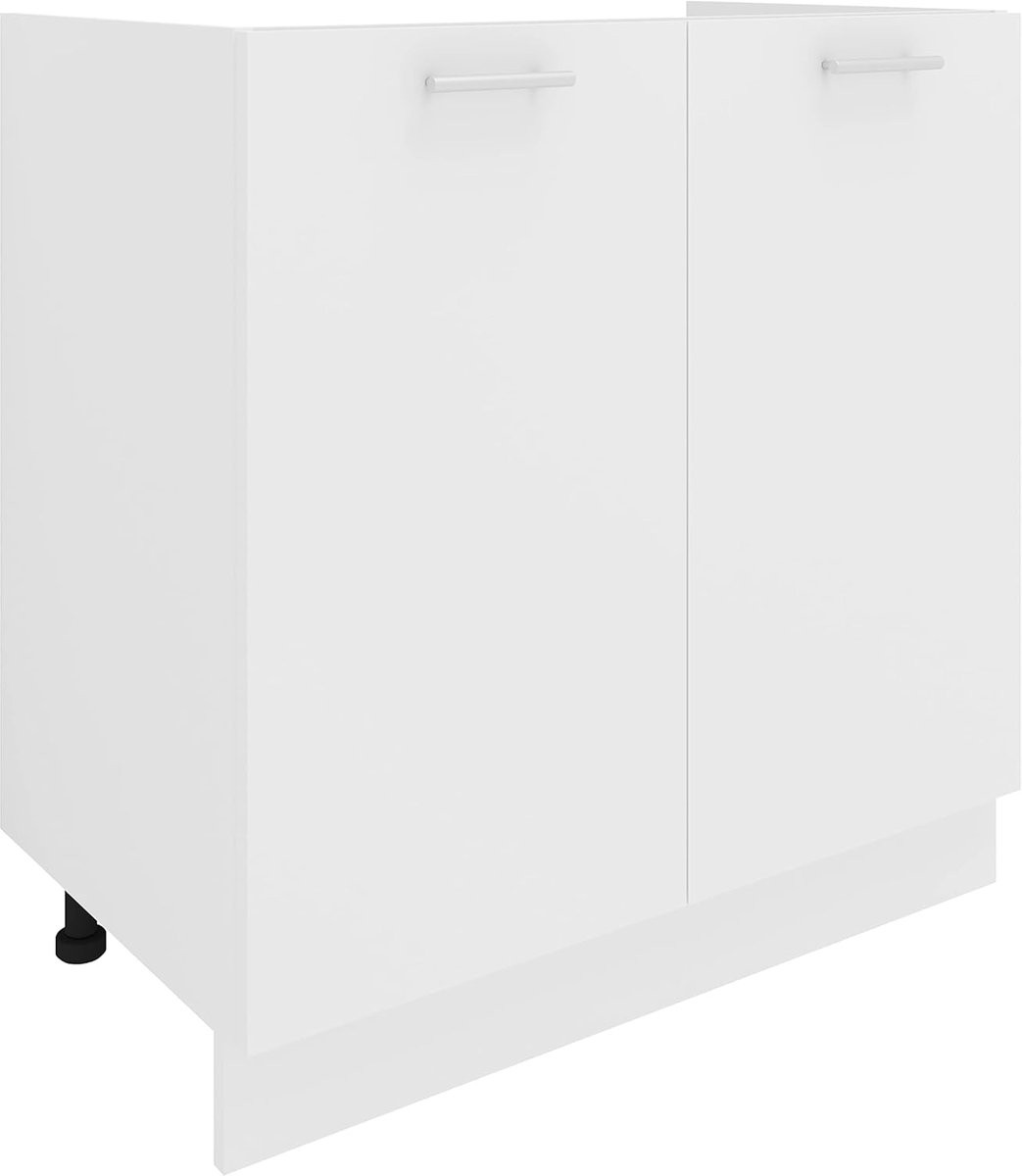 Witte keukenkast voor onder een wastafel met een breedte van 80 cm