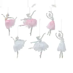 Christmas Decorations 1 Christbaumschmuck Kunststoff 13cm Ballerina Figur zum Aufhängen - Weihnachtsbaum Anhänger Weihnachten Weihnachtsbaumschmuck Tänzerin Klar Irisierend