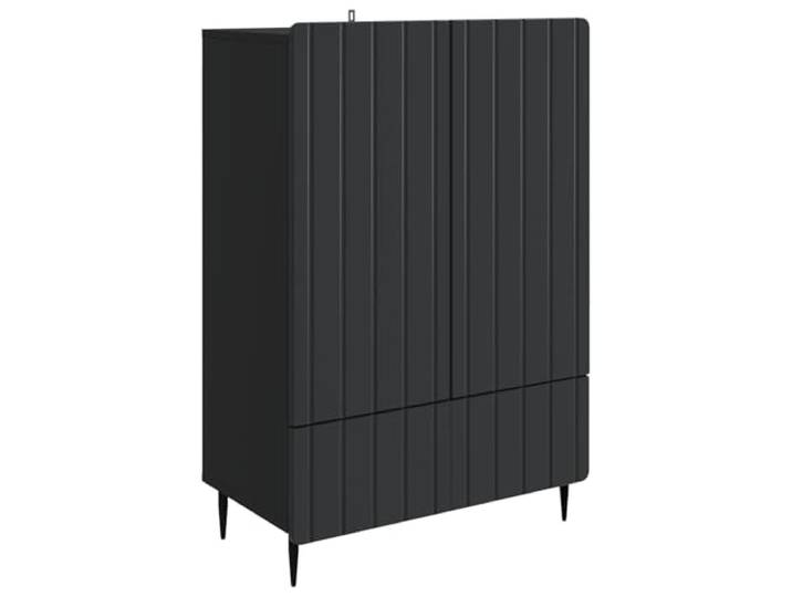 TEKGHUT Sideboard Schwarz 66 x 34,5 x 97 cm Holzwerkstoff Regale, Schubladen, 90°-Pendeltüren, Eisenbeine, feuchtes Tuch, Esszimmer, Wohnzimmer