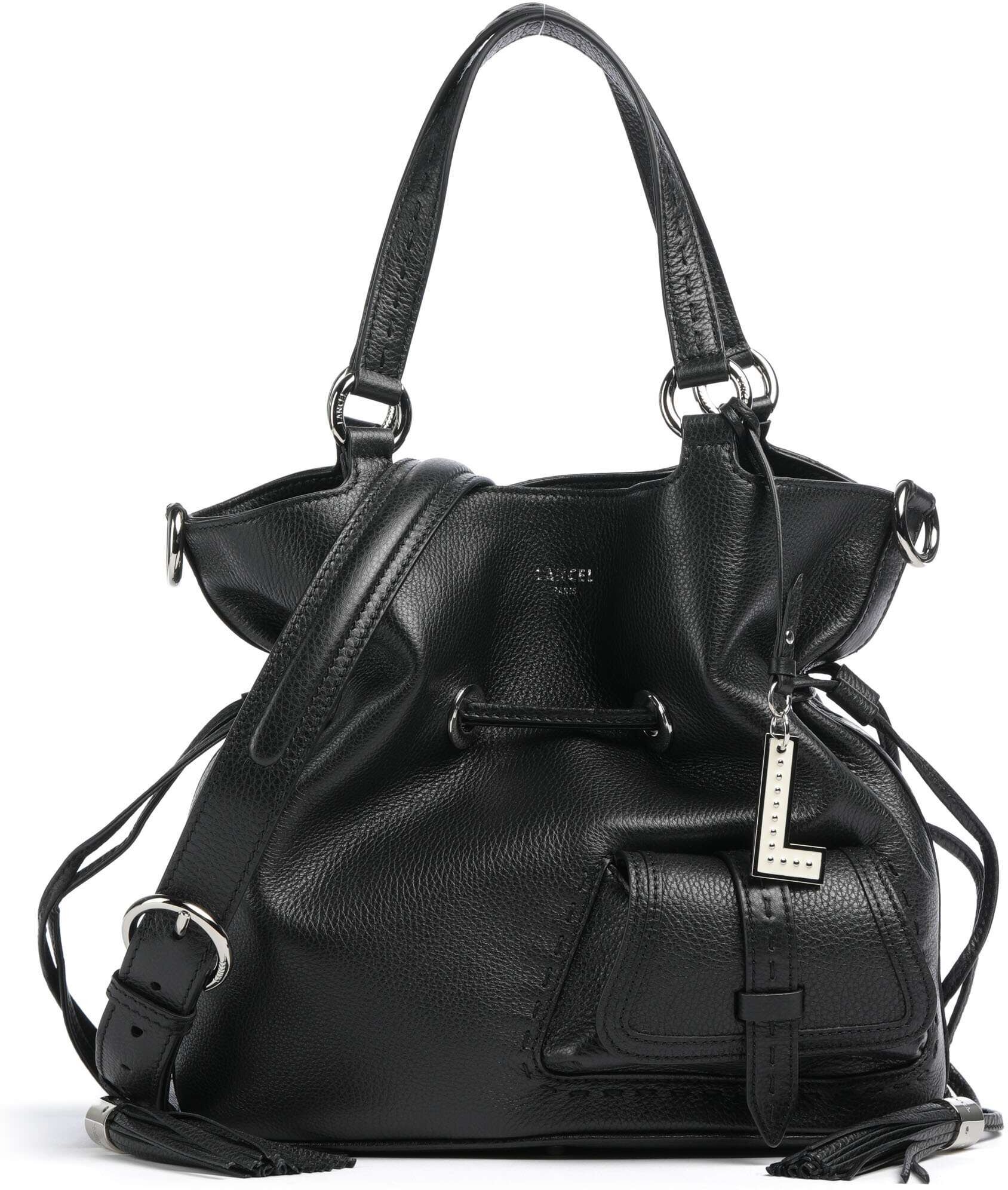 Lancel Premier Flirt M Bucket Handtasche aus Leder, schwarz