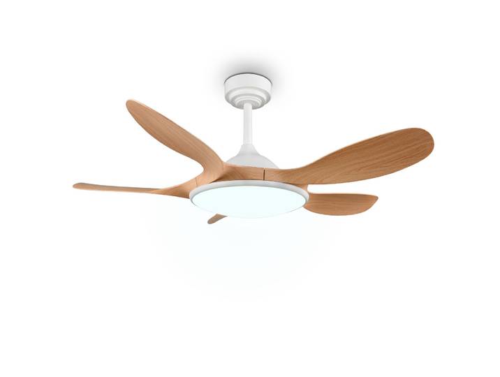 Ventilateur plafond FLEN LED – design bois et blanc