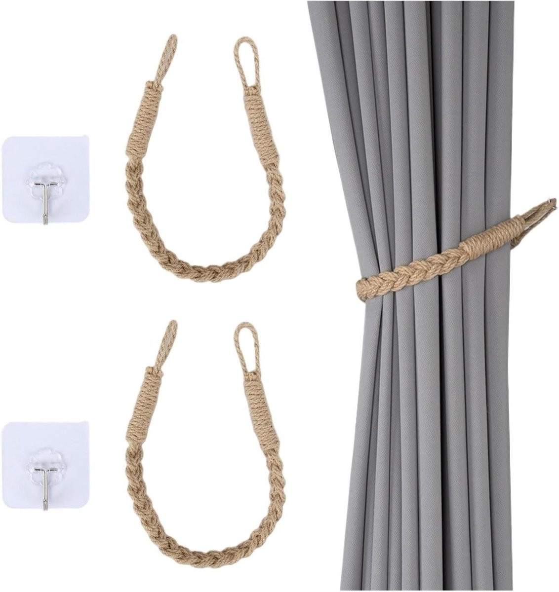 Macramé Gordijnhouders Wit - Handgeweven Gordijn Embrasse Touw - 1 stuk